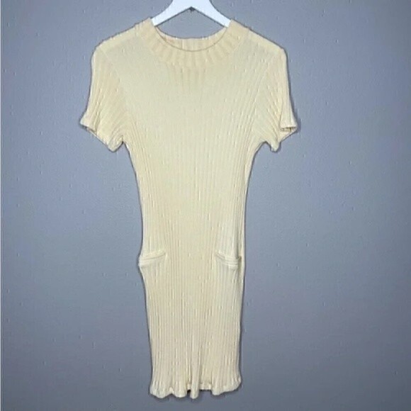 Monrow Revolve Ribbed Mock Neck Mini Sweater Dress - Picture 2 of 3